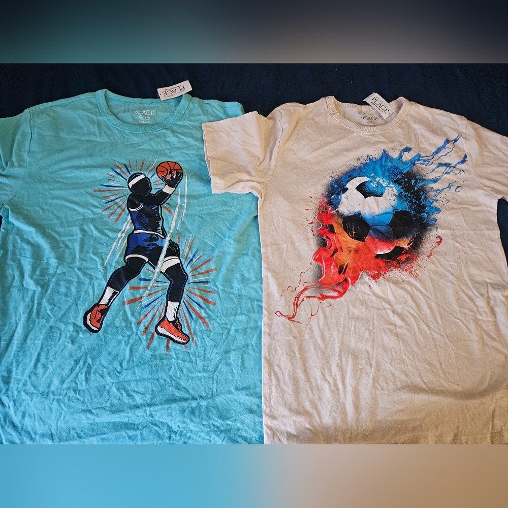Children's Place Blue and White Sports Graphic Tees